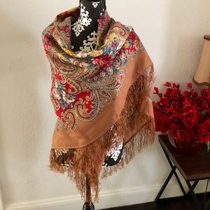 Russian Shawl Khohloma scarf (square)